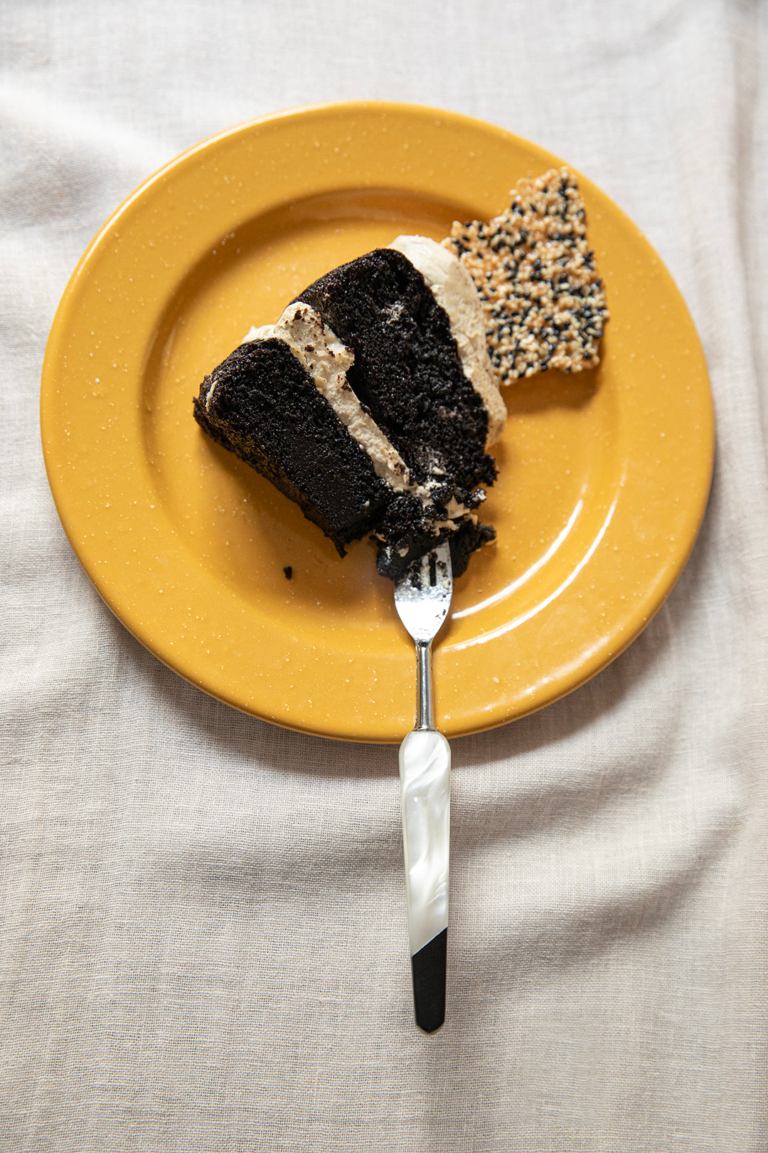 Dark Cocoa Sponge Cake with Tahini Buttercream
